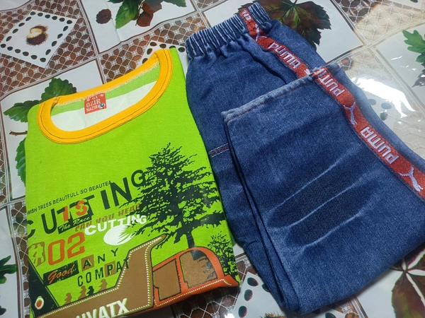 00 F Full T Shirt With Full Jins Pant - 34, Mint Green