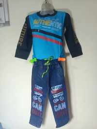 00R Full T Shirt With Jins Pant - 24, Cerulean
