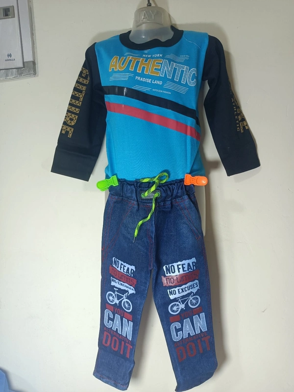 00R Full T Shirt With Jins Pant - 20, Cerulean