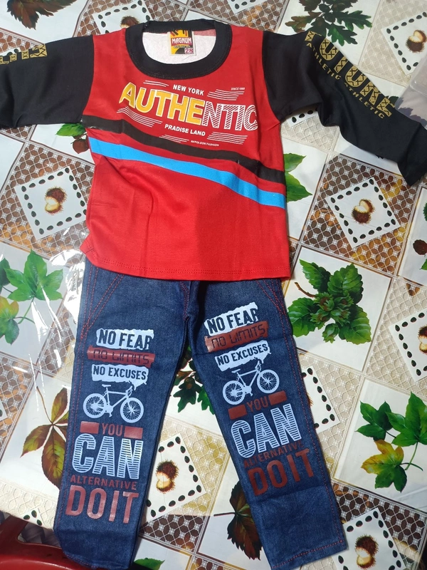 00R Full T Shirt With Jins Pant - 22, Red
