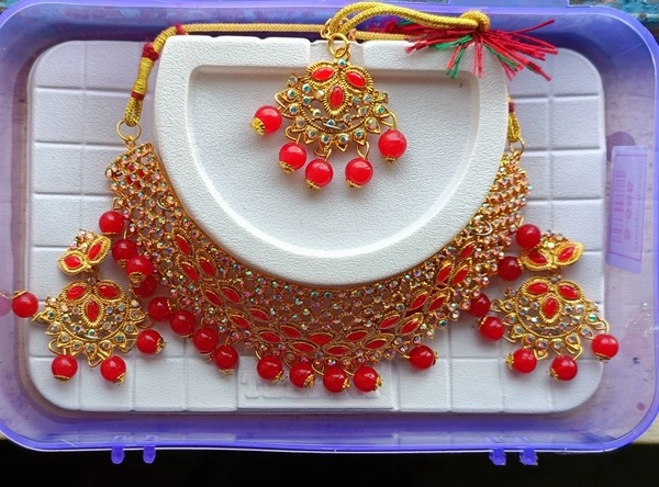770 Stone  Red Moti Choker Set 