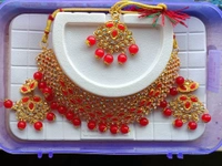 770 Stone  Red Moti Choker Set 