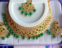 771  Stone Green Moti Choker Set 