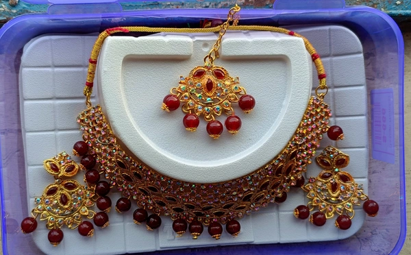 772 Stone Marron Moti Choker Set 