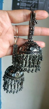 491 Black Polish Jhumka 