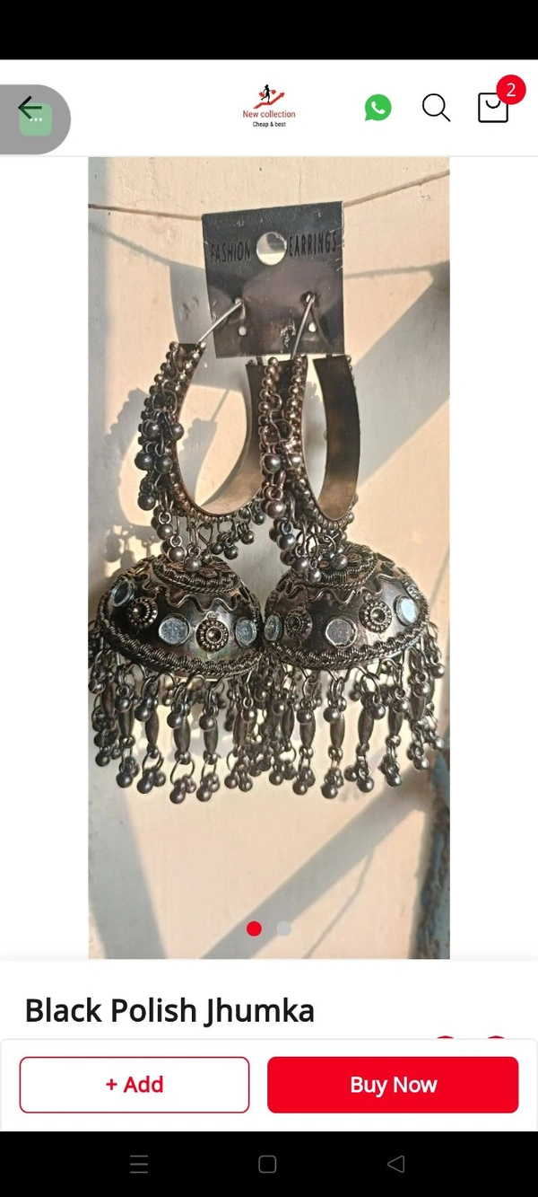 491 Black Polish Jhumka 