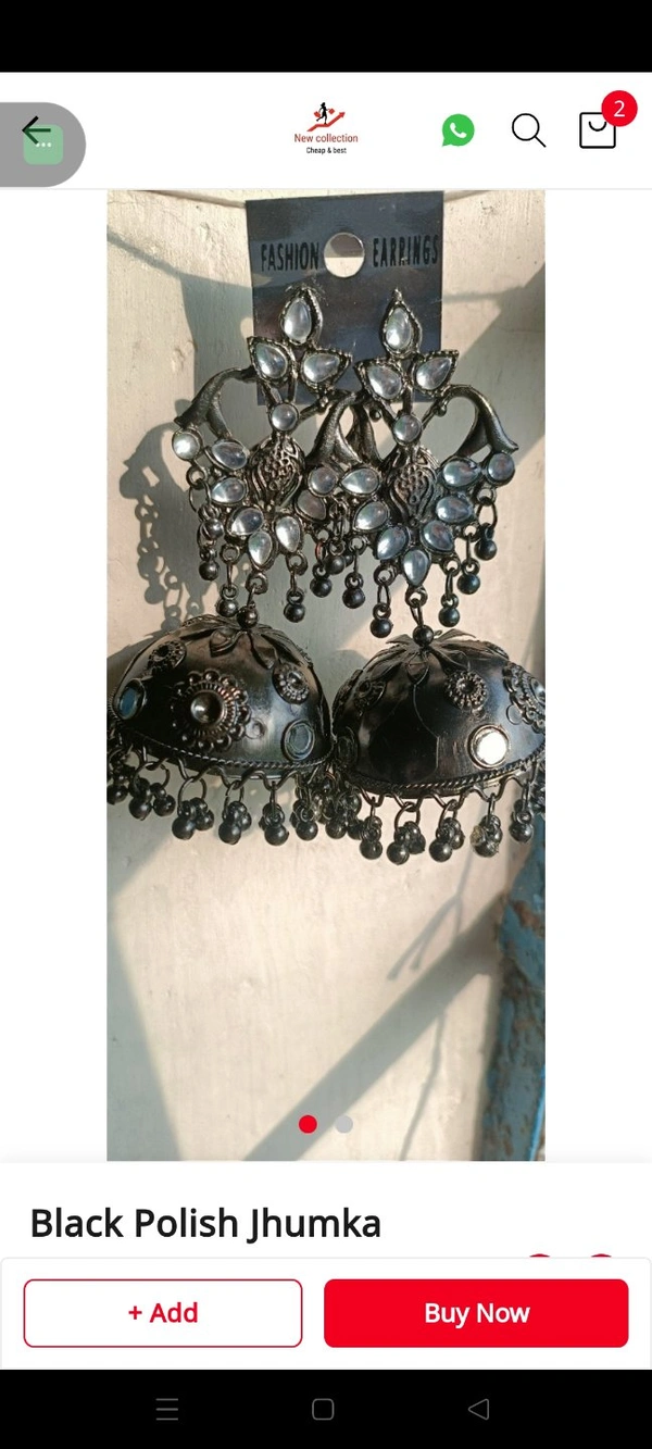 496 Black Polish Jhumka 