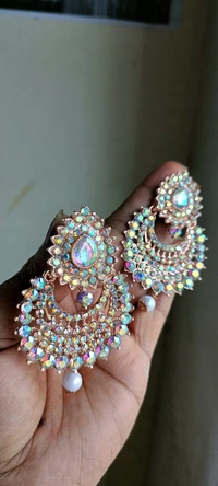 510 Ston Earring With Hair Chain 