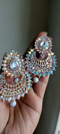 510 Ston Earring With Hair Chain 