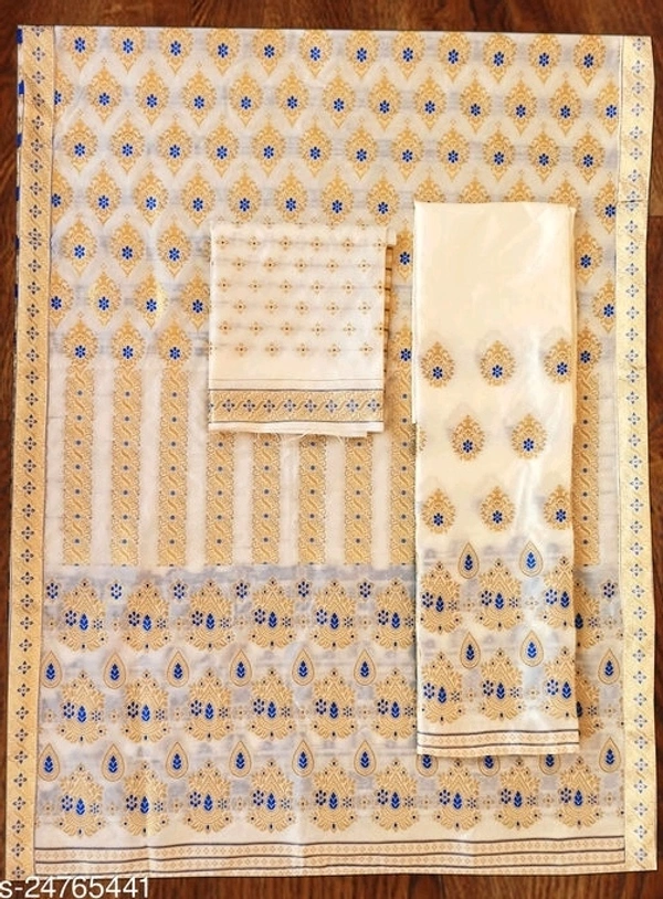 Guna Work Mekhela Chador Polysilk