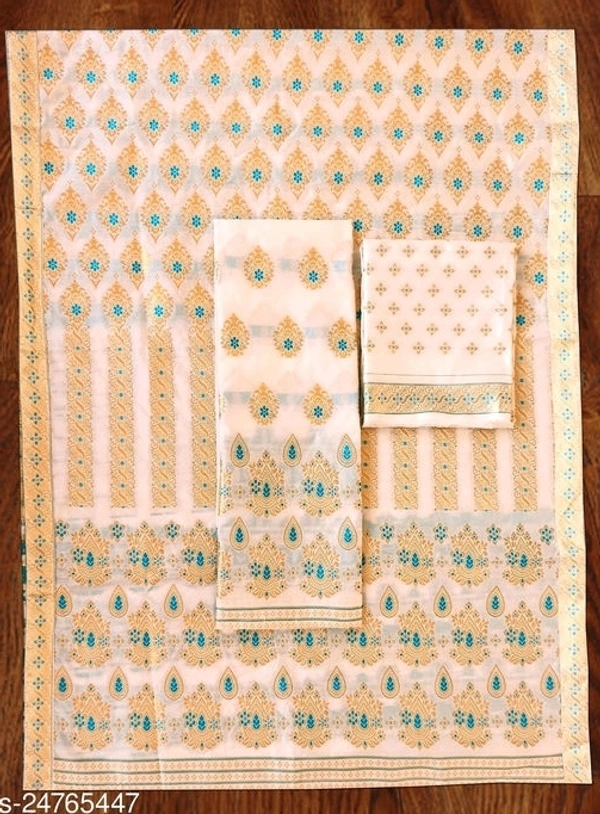 Guna Work Mekhela Chador Polysilk