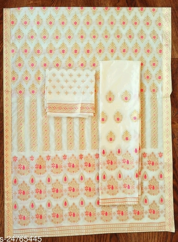 Guna Work Mekhela Chador Polysilk