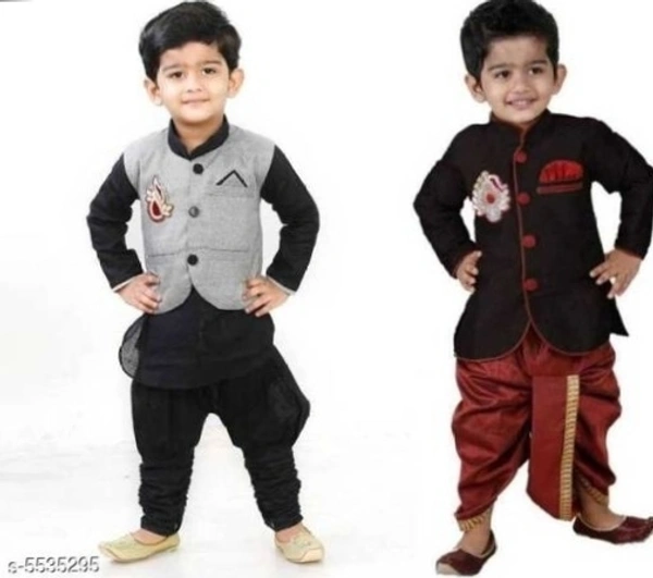 Sherwanis
Kid's Boy's Sherwani's
Fabric Combo Of 2