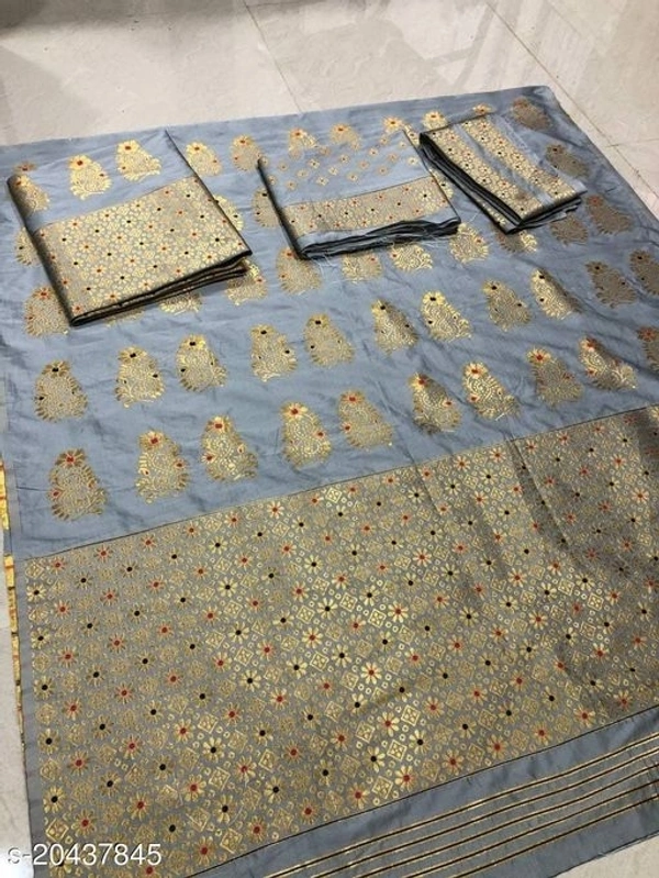 Mekhla Chador Silk Blended Pure Gold Zari 
