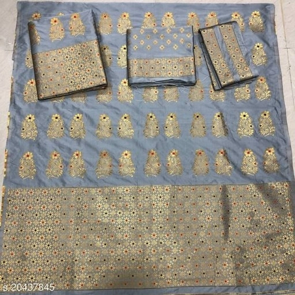 Mekhla Chador Silk Blended Pure Gold Zari 
