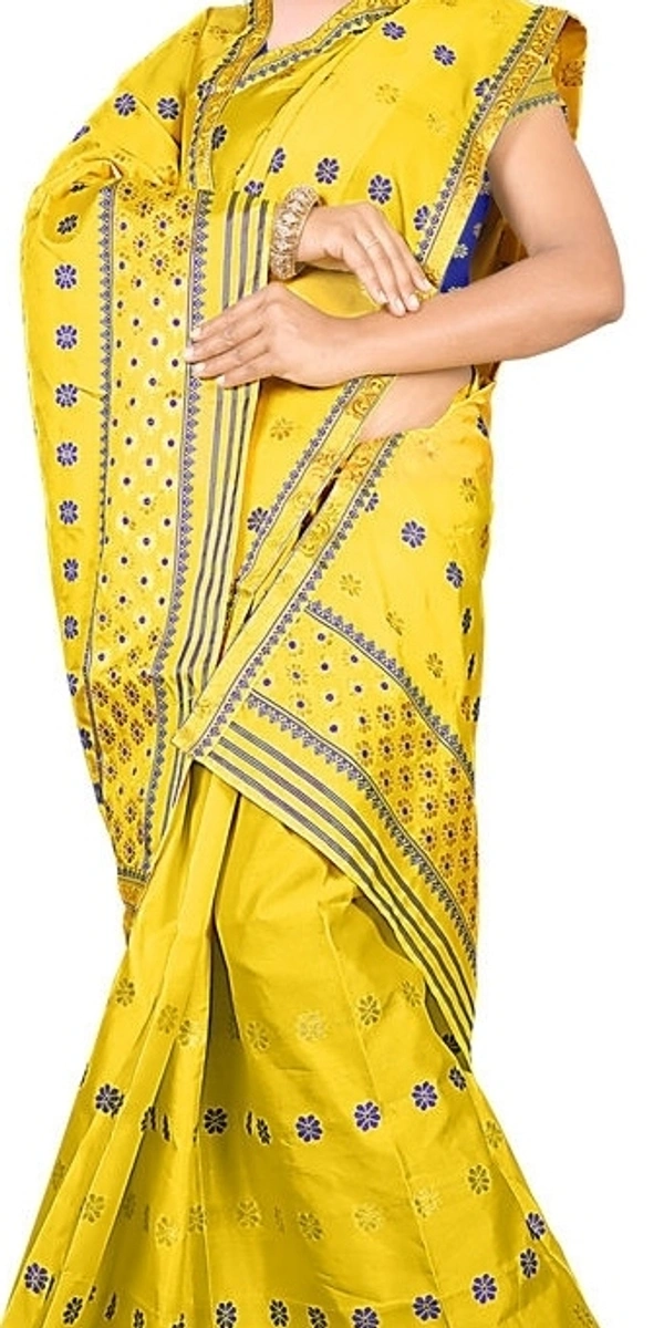Woven Poly Assamese Stitched Mekhela Chador
