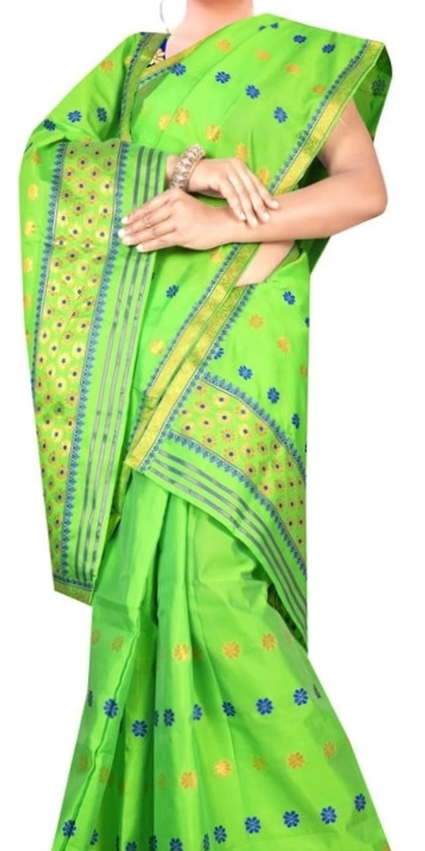 Woven Poly Assamese Stitched Mekhela Chador
