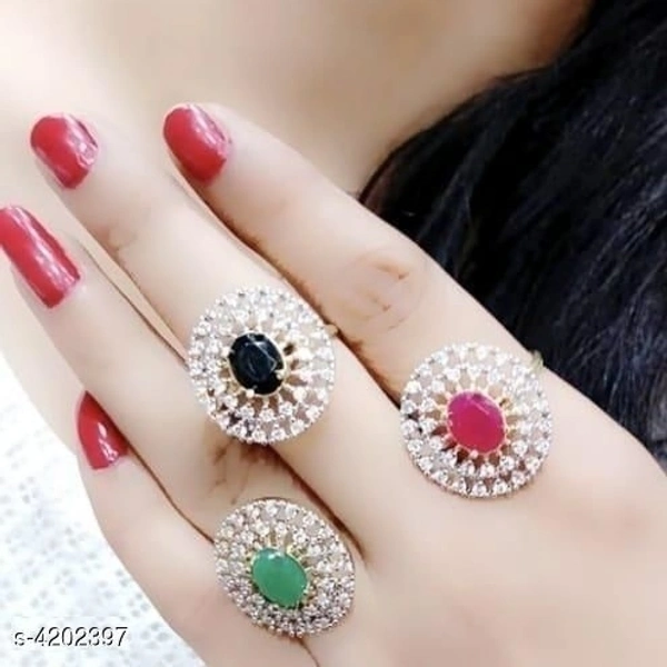 Women'S Alloy Gold Plated Rings Combo Of 3