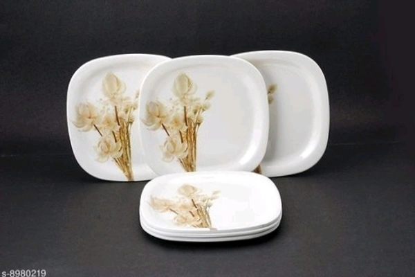 DineSmart Primera Small Square Dinner Plates Set of 6 (White Rose)
Material: Melamine 