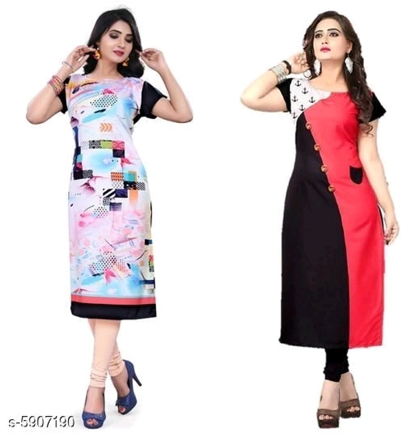 Women's Crepe Printed Kurti Combo of 2  