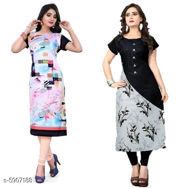 Women's Crepe Printed Kurti Combo of 2  