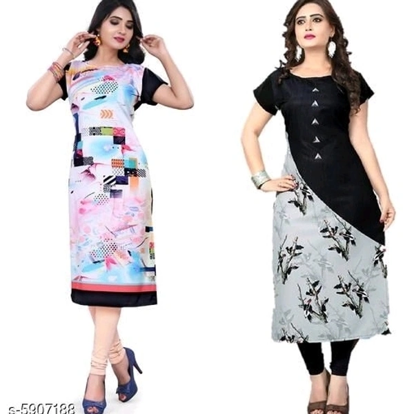 Women's Crepe Printed Kurti Combo of 2  