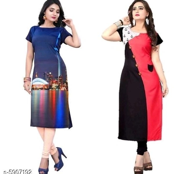 Women's Crepe Printed Kurti Combo of 2  