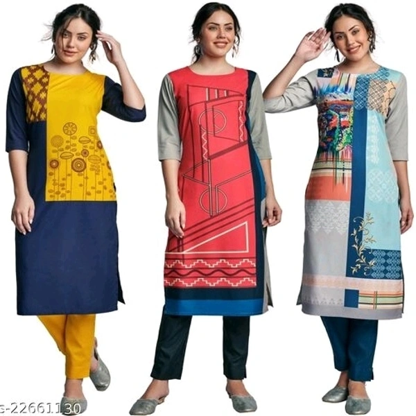 Abhisarika Alluring Kurtis Combo Of 3* Fabric: Crepe - Cash On Delivery