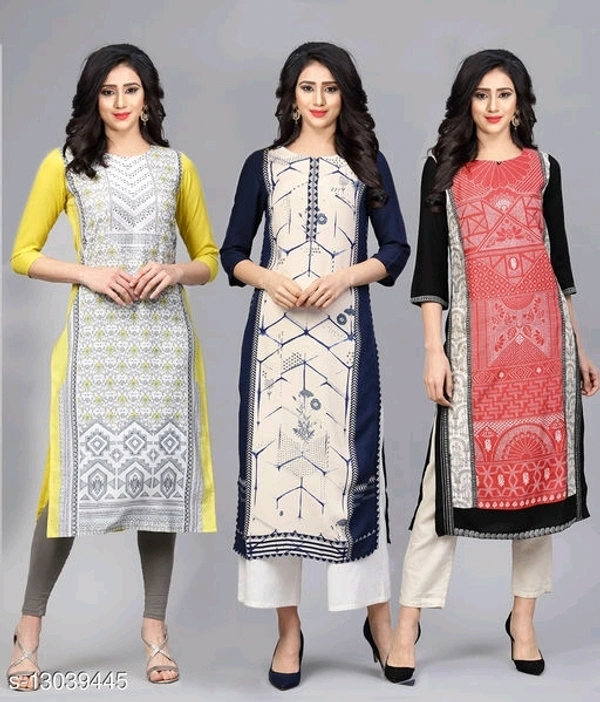 Abhisarika Alluring Kurtis Combo Of 3* Fabric: Crepe - Cash On Delivery