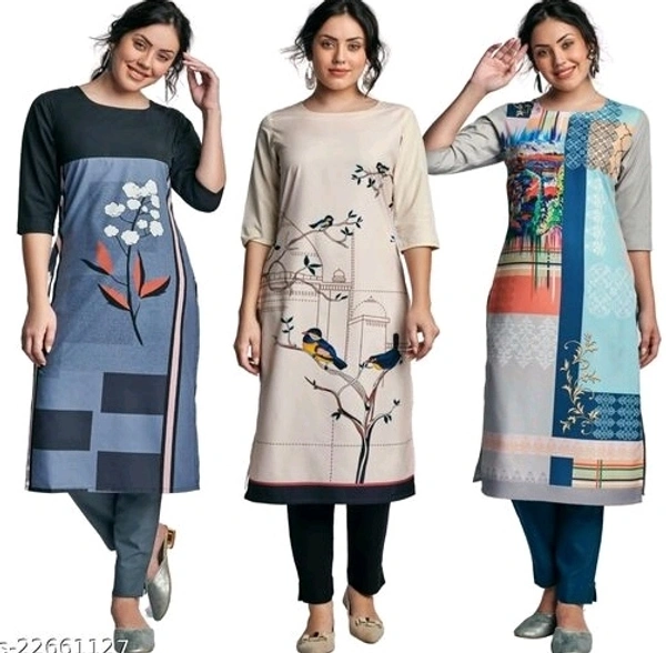 Abhisarika Alluring Kurtis Combo Of 3* Fabric: Crepe - Cash On Delivery