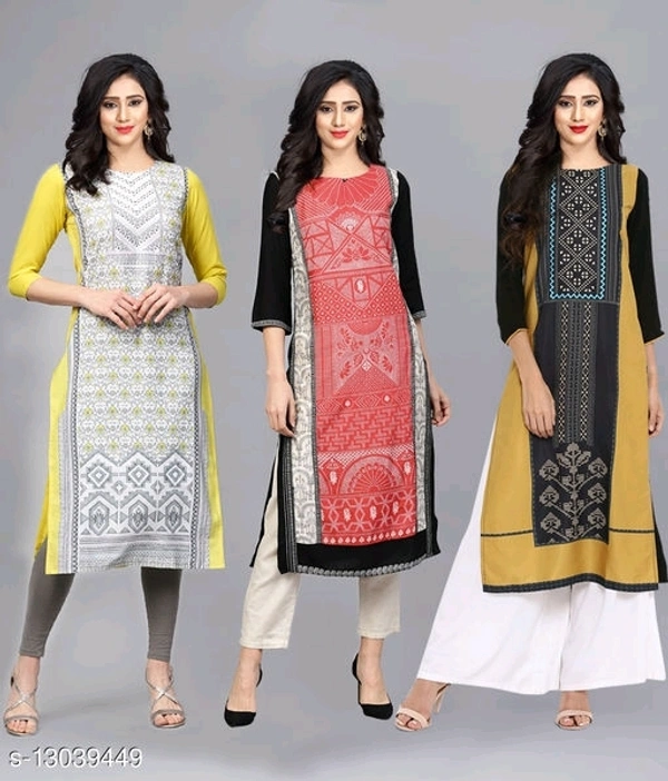 Abhisarika Alluring Kurtis Combo Of 3* Fabric: Crepe - Cash On Delivery
