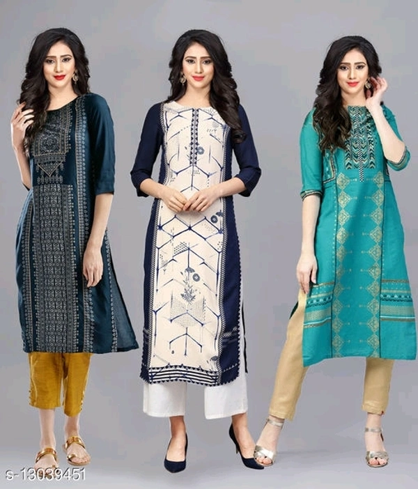 Abhisarika Alluring Kurtis Combo Of 3* Fabric: Crepe - Cash On Delivery