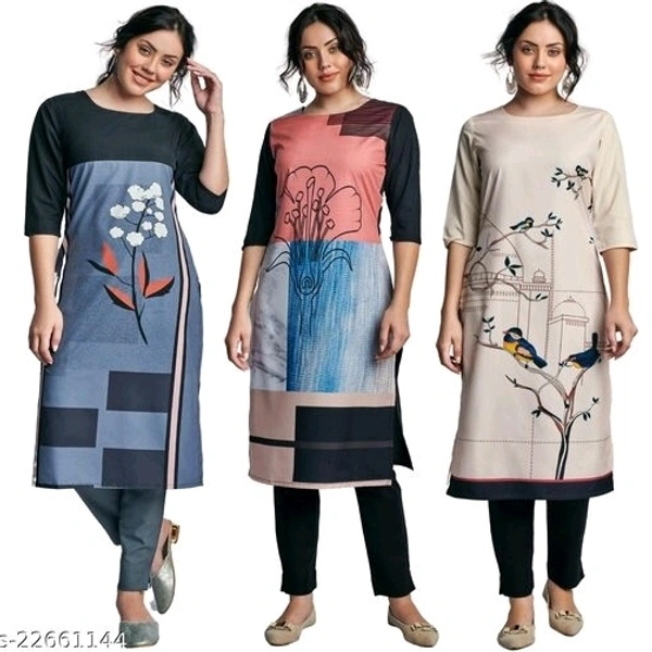 Abhisarika Alluring Kurtis Combo Of 3* Fabric: Crepe - Cash On Delivery