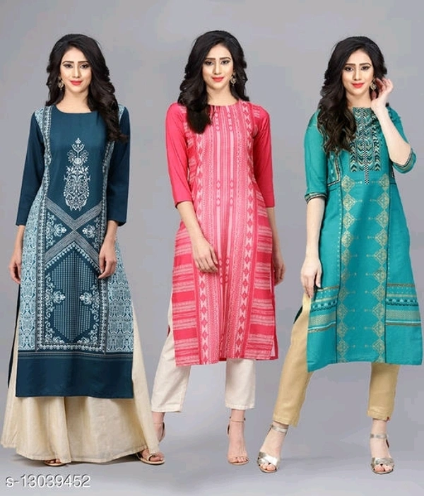 Abhisarika Alluring Kurtis Combo Of 3* Fabric: Crepe - Cash On Delivery
