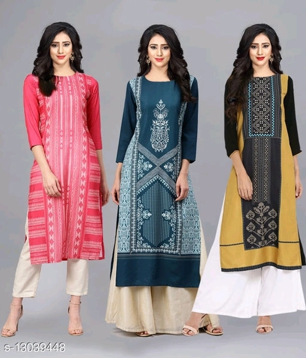 Abhisarika Alluring Kurtis Combo Of 3* Fabric: Crepe - Cash On Delivery