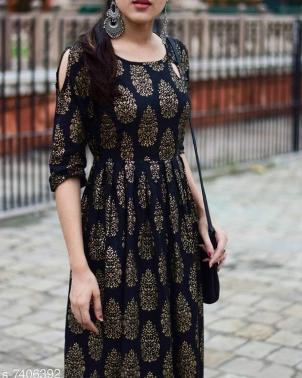 Women's Printed Rayon Anarkali Kurti

