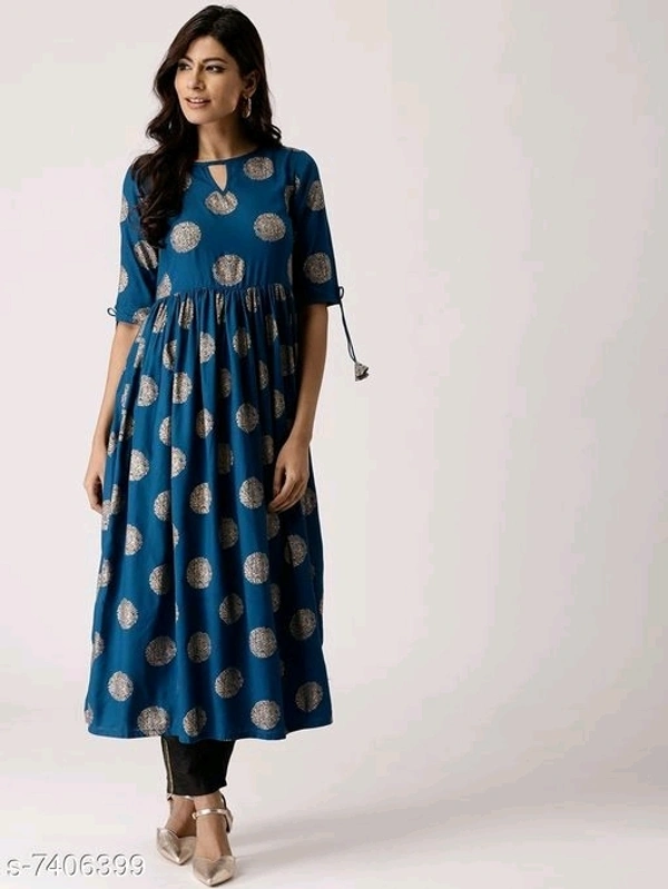 Women's Printed Rayon Anarkali Kurti
