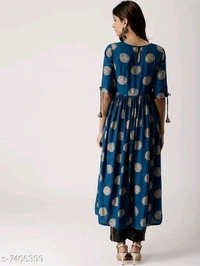 Women's Printed Rayon Anarkali Kurti
