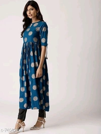 Women's Printed Rayon Anarkali Kurti
