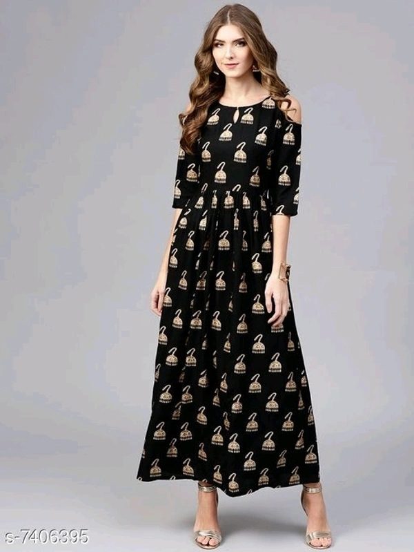 Women's Printed Rayon Anarkali Kurti
