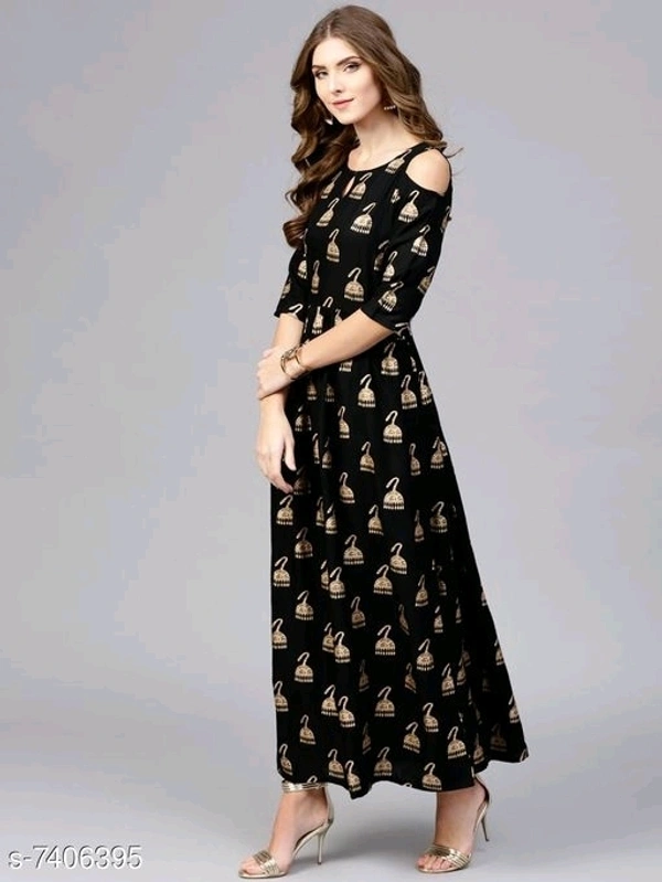 Women's Printed Rayon Anarkali Kurti
