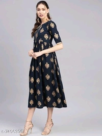 Women's Printed Rayon Anarkali Kurti
