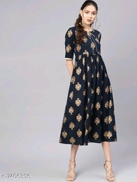 Women's Printed Rayon Anarkali Kurti
