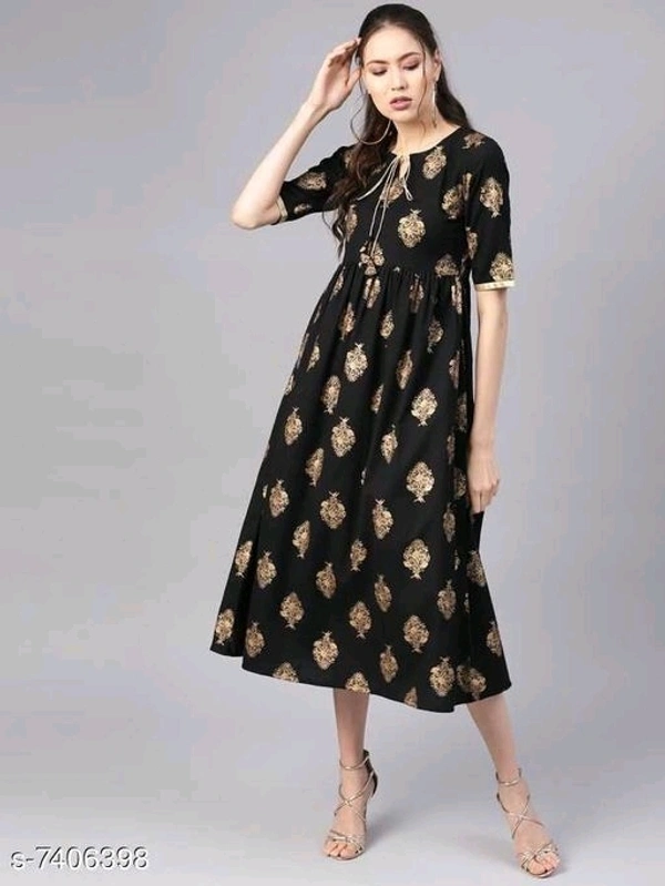 Women's Printed Rayon Anarkali Kurti

