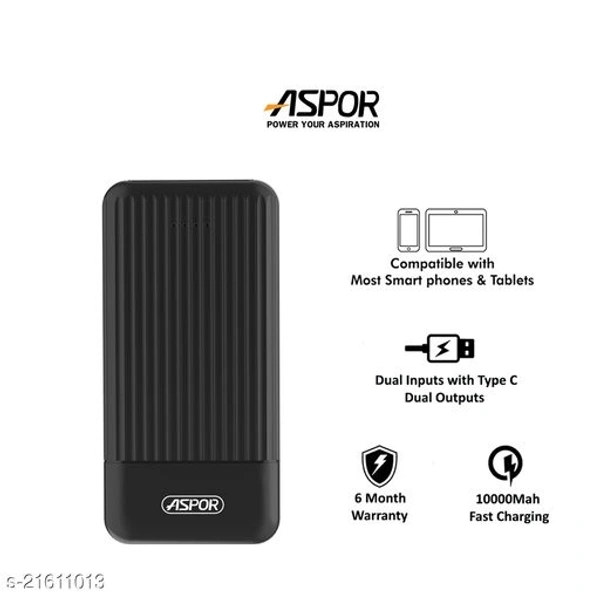 10000 mAh Power Banks*Brand: ASPOR (Cash On Delivery) - Free
