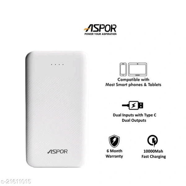 10000 mAh Power Banks*Brand: ASPOR (Cash On Delivery) - Free