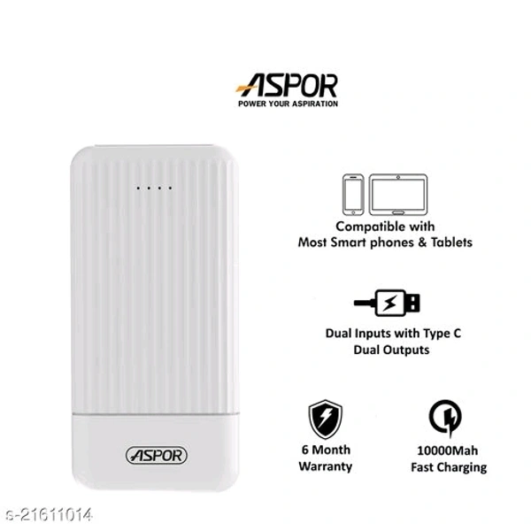 10000 mAh Power Banks*Brand: ASPOR (Cash On Delivery) - Free