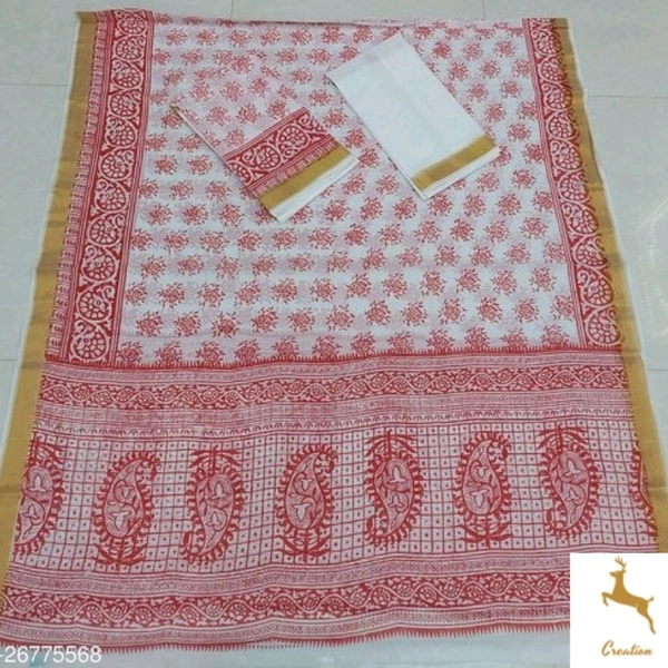 Asomiya Cotton Printed Mekhela Chador (Cash On Delivery) - free shipping