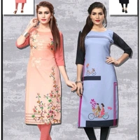 Fashionable Kurtis Combo Of 2*Fabric: Crepe (Cash On Delivery)