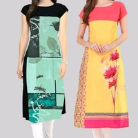 Womens Printed Designer Readymade Kurtis Combo Of 2 (Cash On Delivery) - 6 Design , Free Shipping